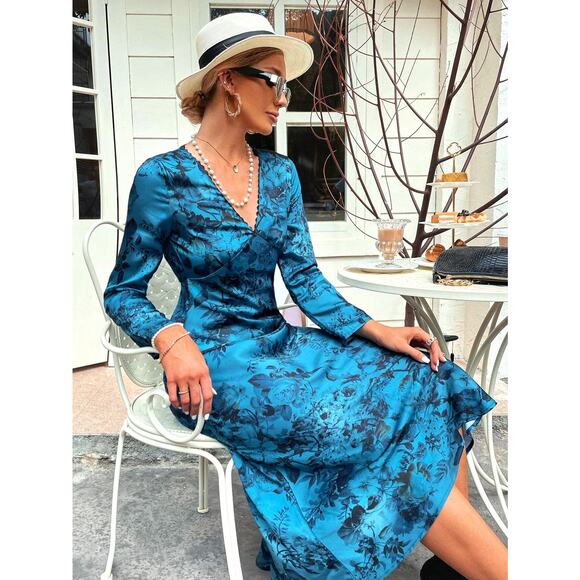 ZARA V-Neck Midi Dress NWT - Picture 3 of 16